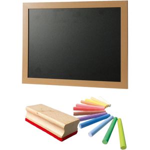 Tender Toys Schoolbord/krijtbord - incl. 13 kleurrijke krijtjes - met wisser - 30 x 40 cm