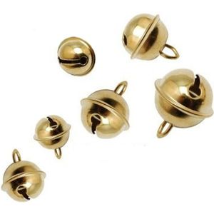 14x Metalen belletjes goud 14 mm hobby/knutsel benodigdheden - Kerst kersmuts belletjes - Kattenbellen - Hobby- en Knutselmateriaal
