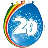 Folat - Verjaardag feestversiering 20 jaar PARTY letters en 16x ballonnen met 2x plastic vlaggetjes