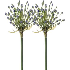 Emerald Allium/Sierui kunstbloem - 2x - losse steel - blauw - 70 cm - Natuurlijke uitstraling