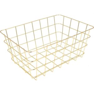 4x Stuks gouden mandjes 30 cm - Woonaccessoires/woondecoratie - Opbergen tijdschriften etc