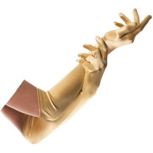 Partychimp Verkleed handschoenen voor dames - goud - lang model - polyester - 40 cm
