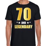 70 and legendary verjaardag cadeau t-shirt / shirt - zwart - gouden en witte letters - voor heren - 70 jaar  / outfit