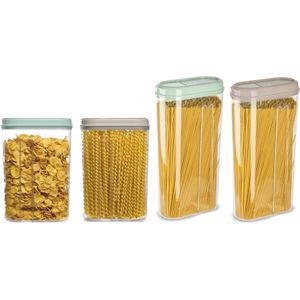 Plasticforte Voedselcontainers set - 4 stuks - beige/mint groen - 2350/1500ml - kunststof