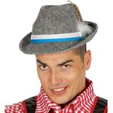 Fiestas Guirca Oktoberfest verkleed set - bretels/stropdas/hoed - blauw/wit - volwassenen - carnaval