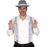 Fiestas Guirca Oktoberfest verkleed set - bretels/stropdas/hoed - blauw/wit - volwassenen - carnaval