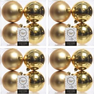 16x Gouden kunststof kerstballen 10 cm - Mat/glans - Onbreekbare plastic kerstballen - Kerstboomversiering goud