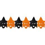 Set van 3x stuks halloween/Horror thema heksen/vogelverschrikkers slinger oranje/zwart 3 meter brandvertragend papier