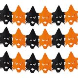 Set van 3x stuks halloween/Horror thema heksen/vogelverschrikkers slinger oranje/zwart 3 meter brandvertragend papier