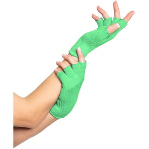 Partychimp Verkleed handschoenen vingerloos - licht groen - one size - voor volwassenen