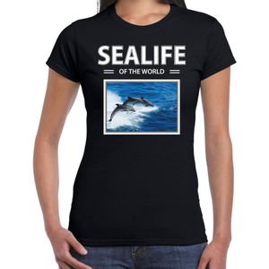 Dieren foto t-shirt Dolfijnen - zwart - dames - sealife of the world - cadeau shirt Dolfijnen liefhebber