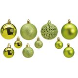 Bellatio decorations Kerstballen - 100 stuks - lime groen - kunststof