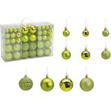 Bellatio decorations Kerstballen - 100 stuks - lime groen - kunststof
