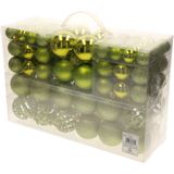 Bellatio decorations Kerstballen - 100 stuks - lime groen - kunststof