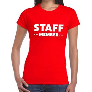 Staff member tekst t-shirt rood dames - evenementen personeel / crew shirt