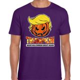 Trumpkin make Halloween great again verkleed t-shirt paars voor heren - horror pompoen shirt / kleding / kostuum