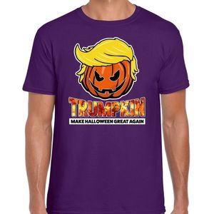 Trumpkin make Halloween great again verkleed t-shirt paars voor heren - horror pompoen shirt / kleding / kostuum