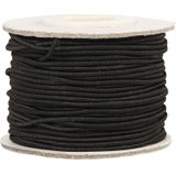 3x Rollen zwart elastiek 1 mm x 20 meter hobbymateriaal - 1 mm - Zelf kleding/mondkapjes maken - Naaibenodigdheden - Knutsel/hobbymateriaal