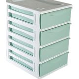 Hega Hogar Ladeblokje/bureau organizer 4x lade - wit/mintgroen - L26 x B35 x H39 cm - kunststof