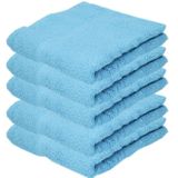 5x Luxe handdoeken turquoise 50 x 90 cm 550 grams - Badkamer textiel badhanddoeken