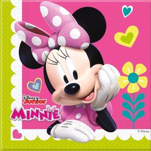 20x Minnie Mouse themafeest servetten Disney 33 x 33 cm papier - Kinderfeestje papieren wegwerp tafeldecoraties