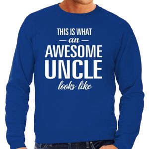 Awesome uncle - geweldige oom cadeau trui blauw heren - Verjaardag kado trui