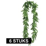 6x Hawaii kransen slingers cannabis blaadjes - hippie/rasta verkleed kransen