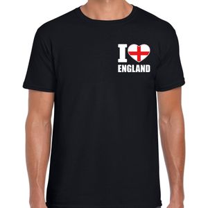 I love England t-shirt zwart op borst voor heren - Engeland landen shirt - supporter kleding