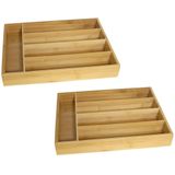Set van 2x stuks besteklade bamboe hout 36 x 26 cm - Bestekbakken hout - Keukenla bestekbak