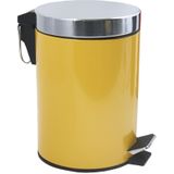 MSV Prullenbak/pedaalemmer - 2x - metaal - saffraan geel - 3 liter - 17 x 25 cm - Badkamer/toilet