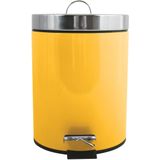 MSV Prullenbak/pedaalemmer - 2x - metaal - saffraan geel - 3 liter - 17 x 25 cm - Badkamer/toilet