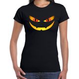 Monster gezicht halloween verkleed t-shirt zwart voor dames - horror shirt / kleding / kostuum
