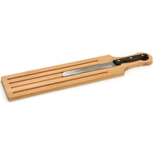 Bamboe houten broodplank/snijplank/serveerplank met mes 50 x 10 cm - Broodplanken van hout