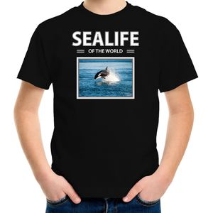 Dieren foto t-shirt Orka - zwart - kinderen - sealife of the world - cadeau shirt Orkas liefhebber - kinderkleding / kleding