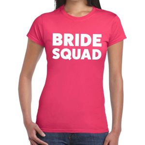 Bride Squad tekst t-shirt roze dames - dames shirt Bride Squad- Vrijgezellenfeest kleding