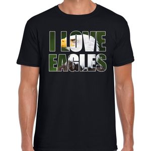 Tekst shirt I love eagles met dieren foto van een arend vogels zwart voor heren - cadeau t-shirt arenden liefhebber