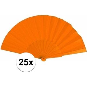 25x Spaanse handwaaiers oranje 23 cm - Festival waaier - Spaanse waaier - Oranje artikelen