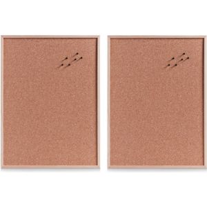 Set van 2x stuks prikborden van kurk 60 x 80 cm - Kurken memoborden/prikborden voor thuis of op kantoor