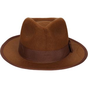 Atosa Carnaval verkleed hoed voor een Maffia/gangster - bruin - polyester - heren/dames