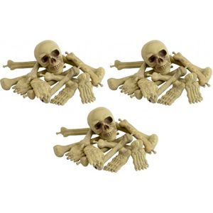 3x Zakken met schedel en botten - Halloween/horror thema kerkhof decoratie