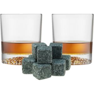 Royal Leerdam whiskyglazen - set 4x stuks van 290 ml - en 9x whisky ijsblokstenen
