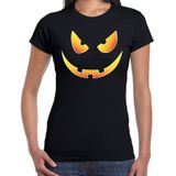 Halloween Scary face verkleed t-shirt zwart voor dames - horror shirt / kleding / kostuum