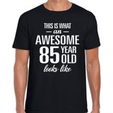 Awesome 85 year - geweldig 85 jaar cadeau t-shirt zwart heren -  Verjaardag cadeau