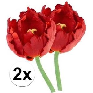 2x Rode tulp 25 cm - kunstbloemen