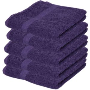 5x Luxe handdoeken paars 50 x 90 cm 550 grams - Badkamer textiel badhanddoeken
