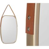 Giftdecor Wandspiegel aan ophangkoord  - frame kleur champagne goud - 43 x 65 cm - gang/badkamer/slaapkamer