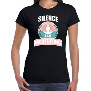 Silence I am meditating hobby t-shirt zwart voor dames