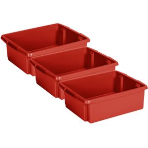 Sunware Opslagbox - 3 stuks - kunststof 17 liter rood 45 x 36 x 14 cm