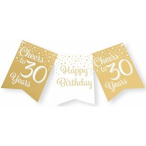 Paperdreams Vlaggenlijn 30 jaar - verjaardag slinger - karton - wit/goud - 600 cm