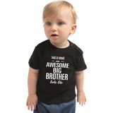 Awesome big brother/ grote broer cadeau t-shirt zwart voor babys / jongens - shirt voor broers